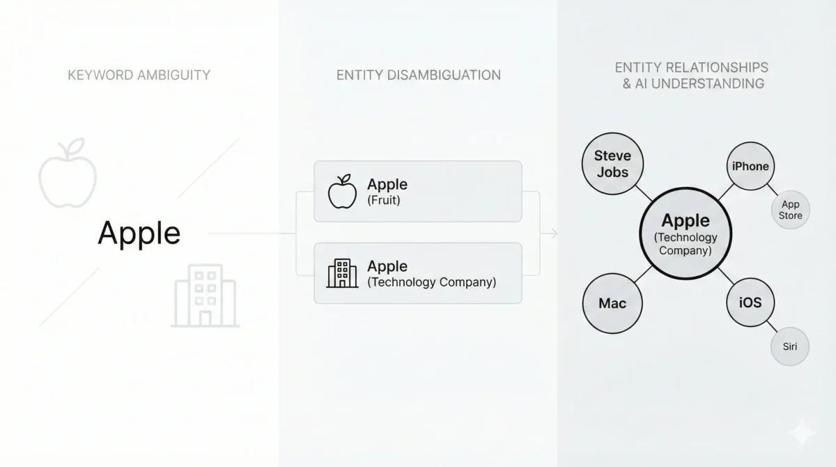 A concept image explaining about Entity SEO