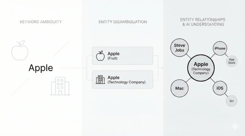 A concept image explaining about Entity SEO
